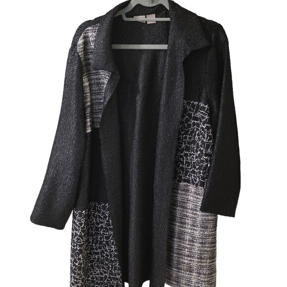 Chico's Travelers Crinkle Patchwork Print Jacket - sz L - Picture 1 of 3